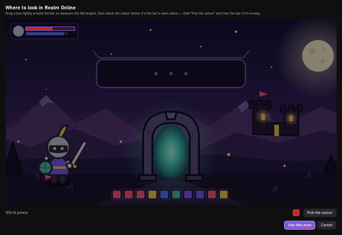 Picking a health bar and its colour